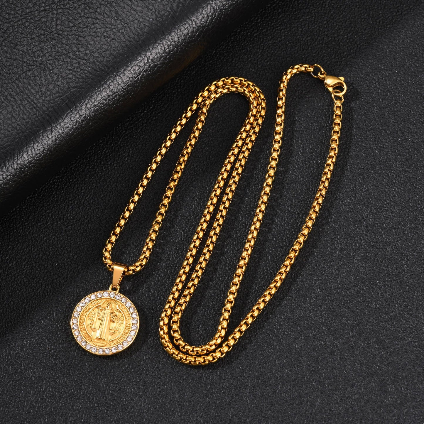 Kemstone Figure Relief Medallion Necklace for Men Stainless Steel Vintage PN-2426