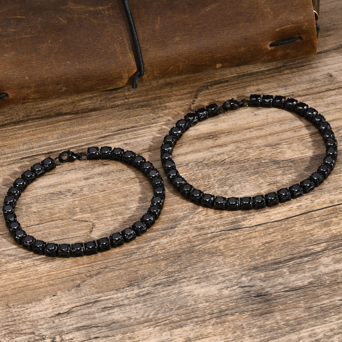 Kemstone Black Tennis Bracelet for Men Stainless Steel with Cubic Zirconia BR-1495