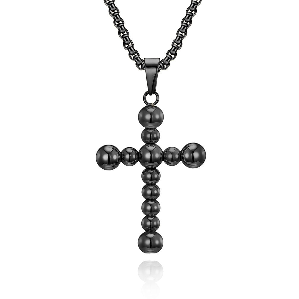 Kemstone Stainless Steel Beaded Cross Necklace for Men K-PT387