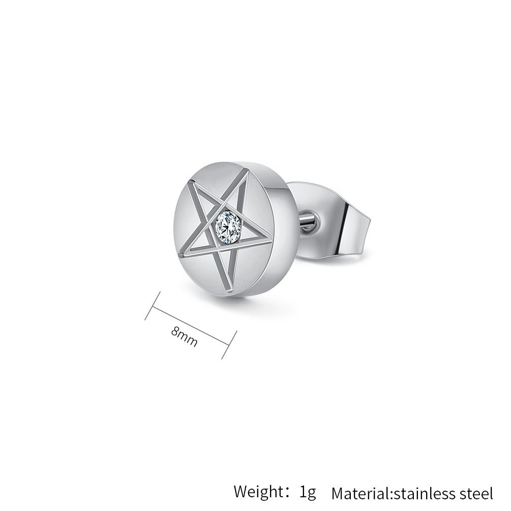 Kemstone Stainless Steel Star Stud Earrings for Men & Women Minimal Round K-E040