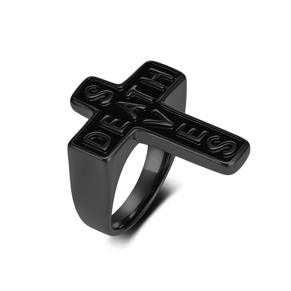 Kemstone Gothic Cross Engraved Stainless Steel Ring Men Punk Vintage Style K-R1188