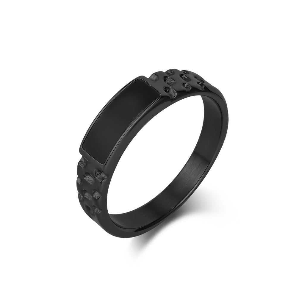 Kemstone Stainless Steel Ring with Dark Center for Men & Women K-R1040