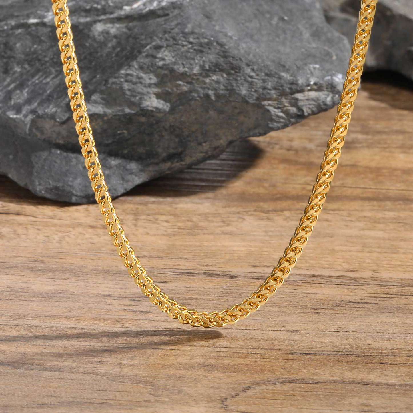 Kemstone Stainless Steel Diamond-Cut Chain Necklace for Men NC-1121