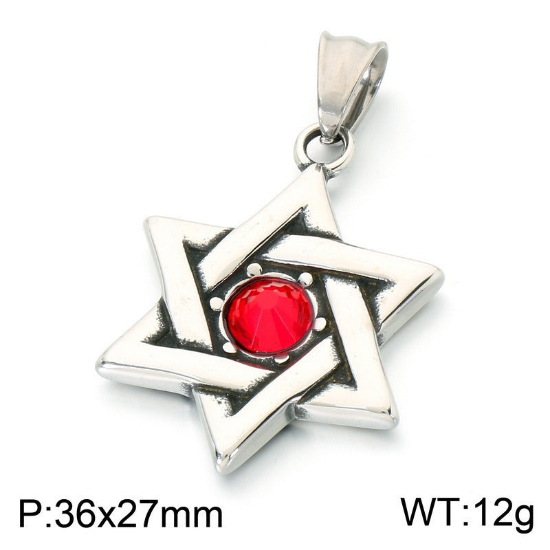 Kemstone Viking Rune Sun Pendant Necklace for Men Stainless Steel Nordic Hexagram Symbol KP118554-LU