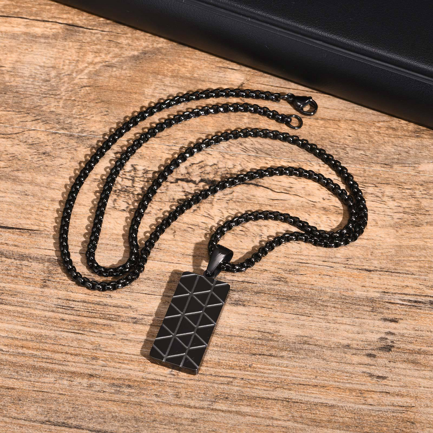 Kemstone Stainless Steel Rectangular Pendant Necklace for Men PN-2077
