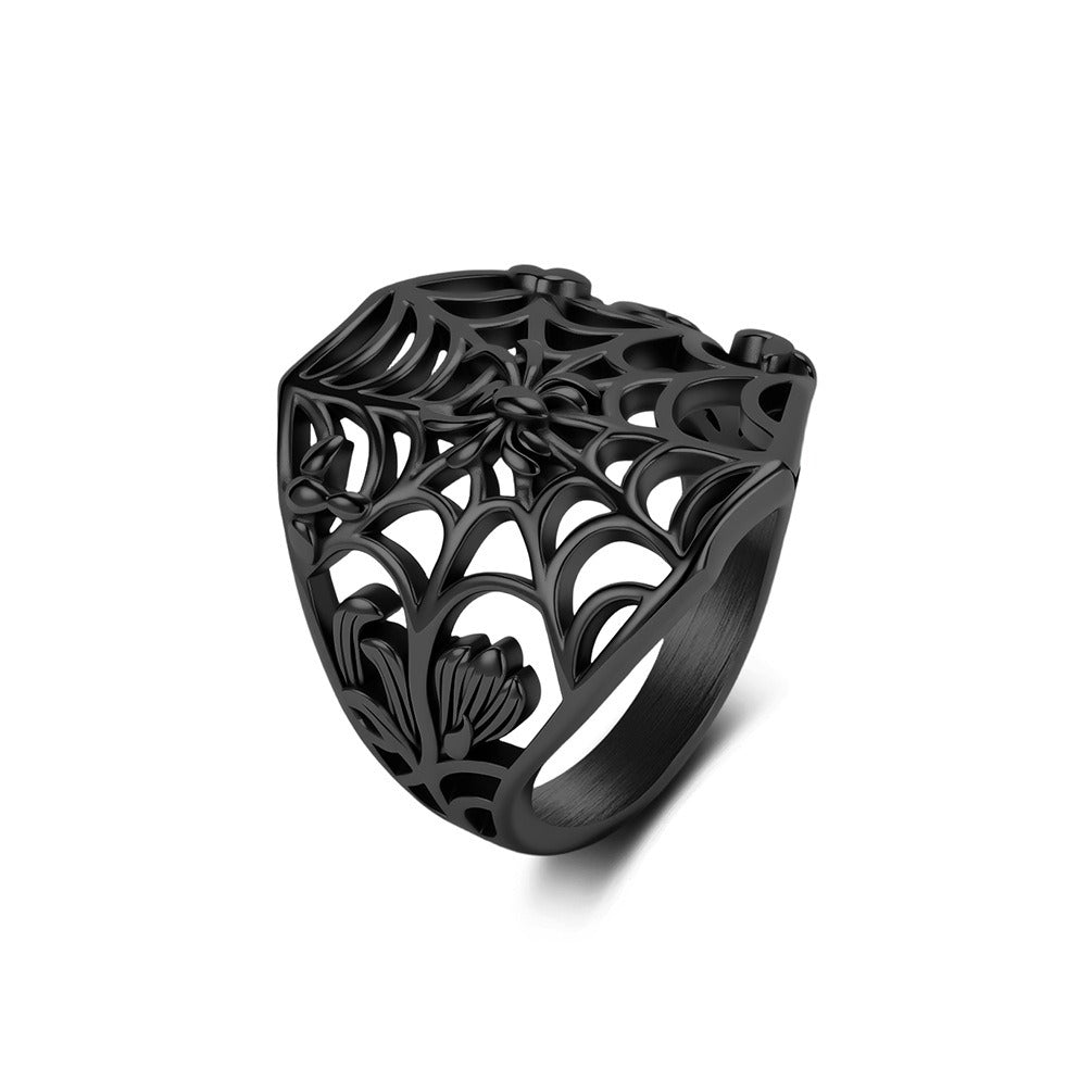 Kemstone Stainless Steel Spider Web Hollow Ring for Men Gothic K-R1180