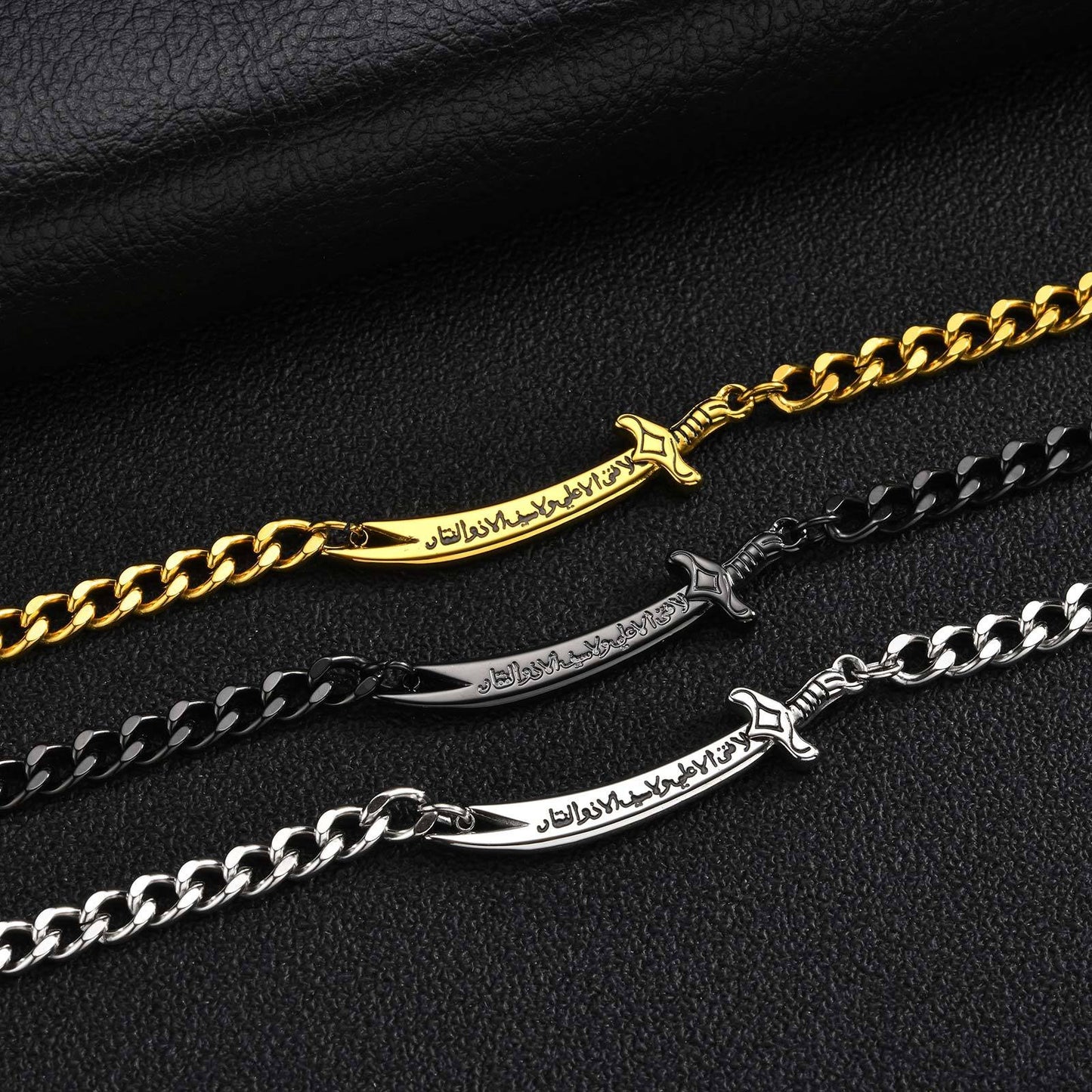 Kemstone Stainless Steel Blade Chain Bracelet for Men Cuban Link Gold Silver BR-2755