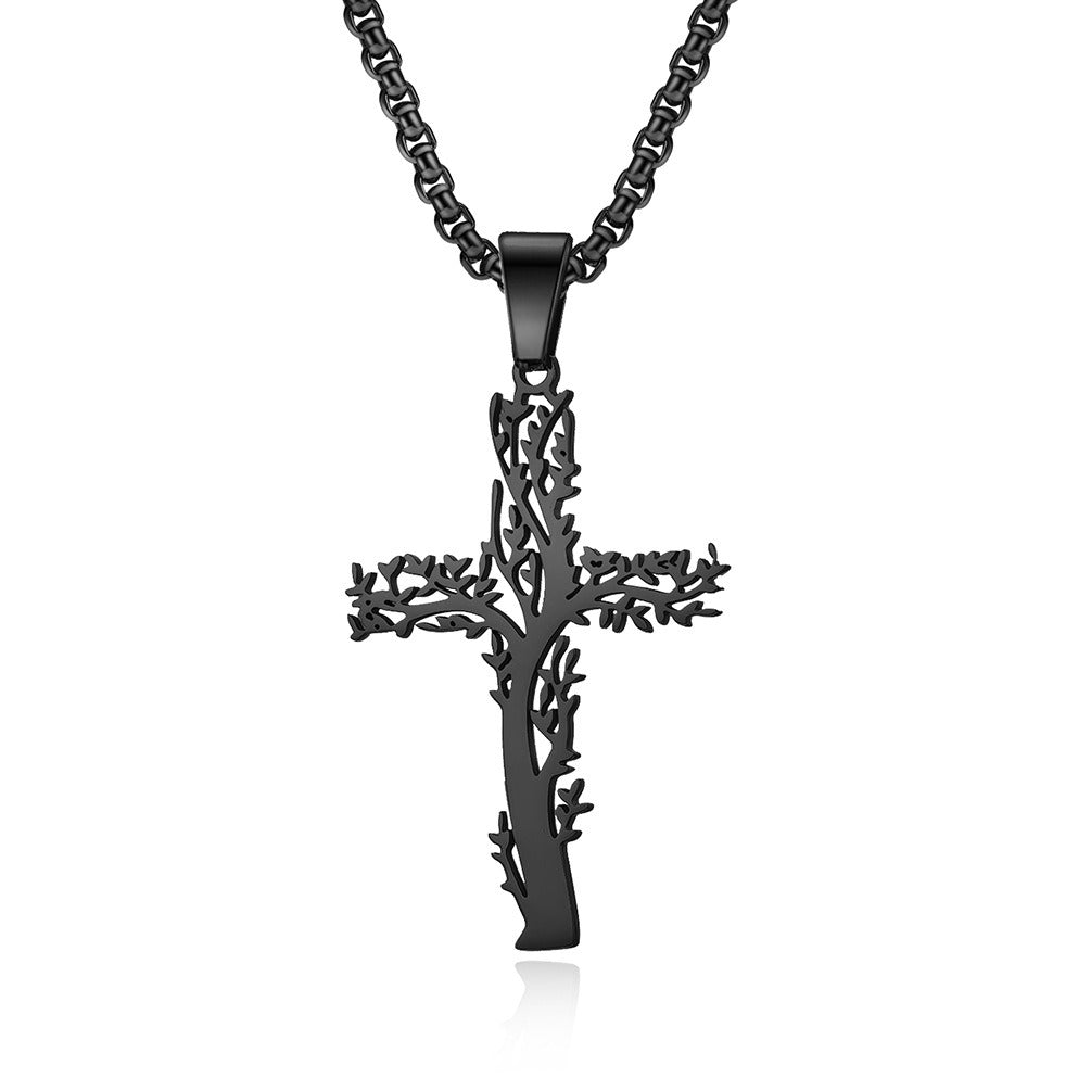 Kemstone Tree of Life Cross Pendant Necklace for Men K-PT411
