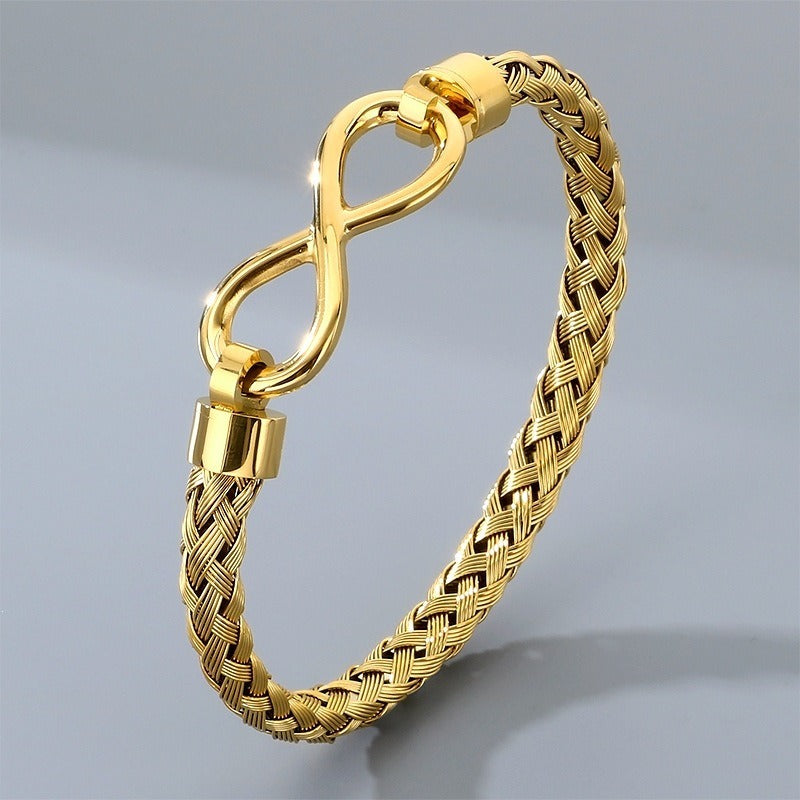 Kemstone Infinity Bracelet for Men Titanium Steel Braided Chain Gold Silver KB212143-KFC