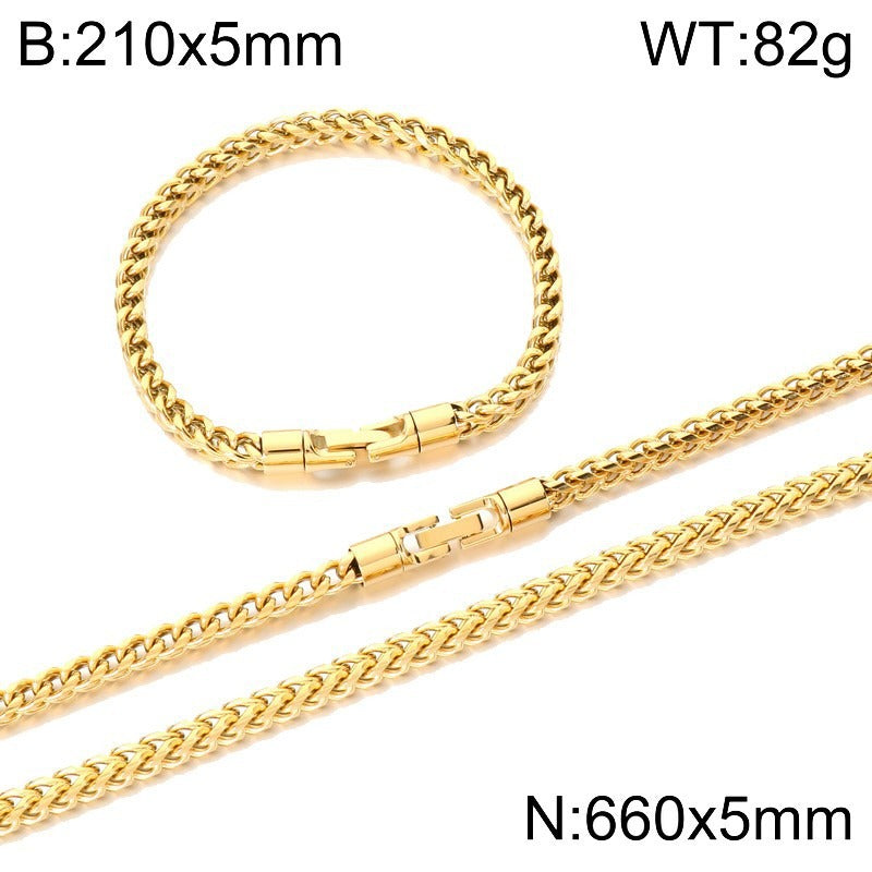 Kemstone Titanium Steel Spinner Chain Necklace Bracelet for Men Rotating Clasp KB213822-KFC