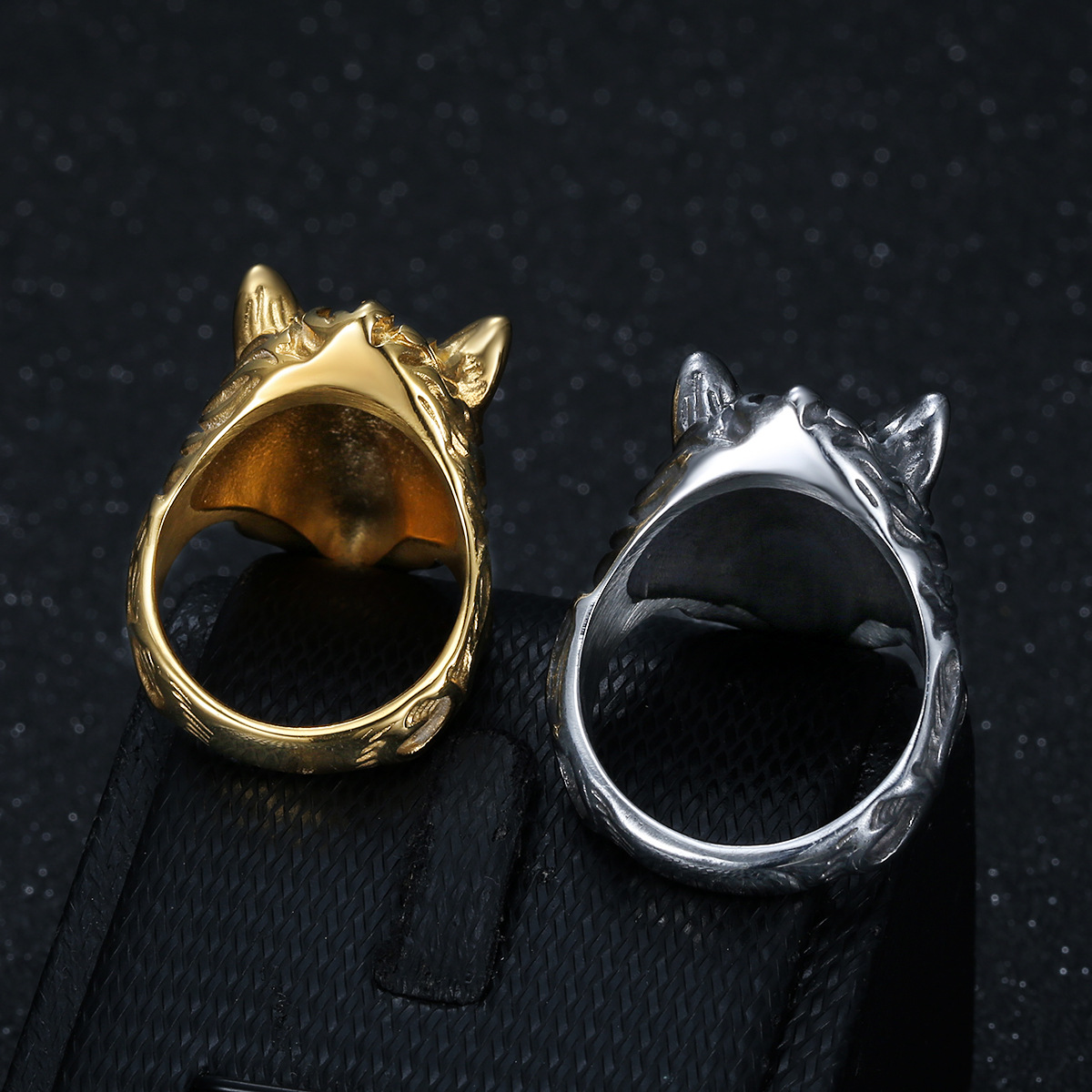 Kemstone Wolf Head Ring for Men Stainless Steel Vintage TR0364