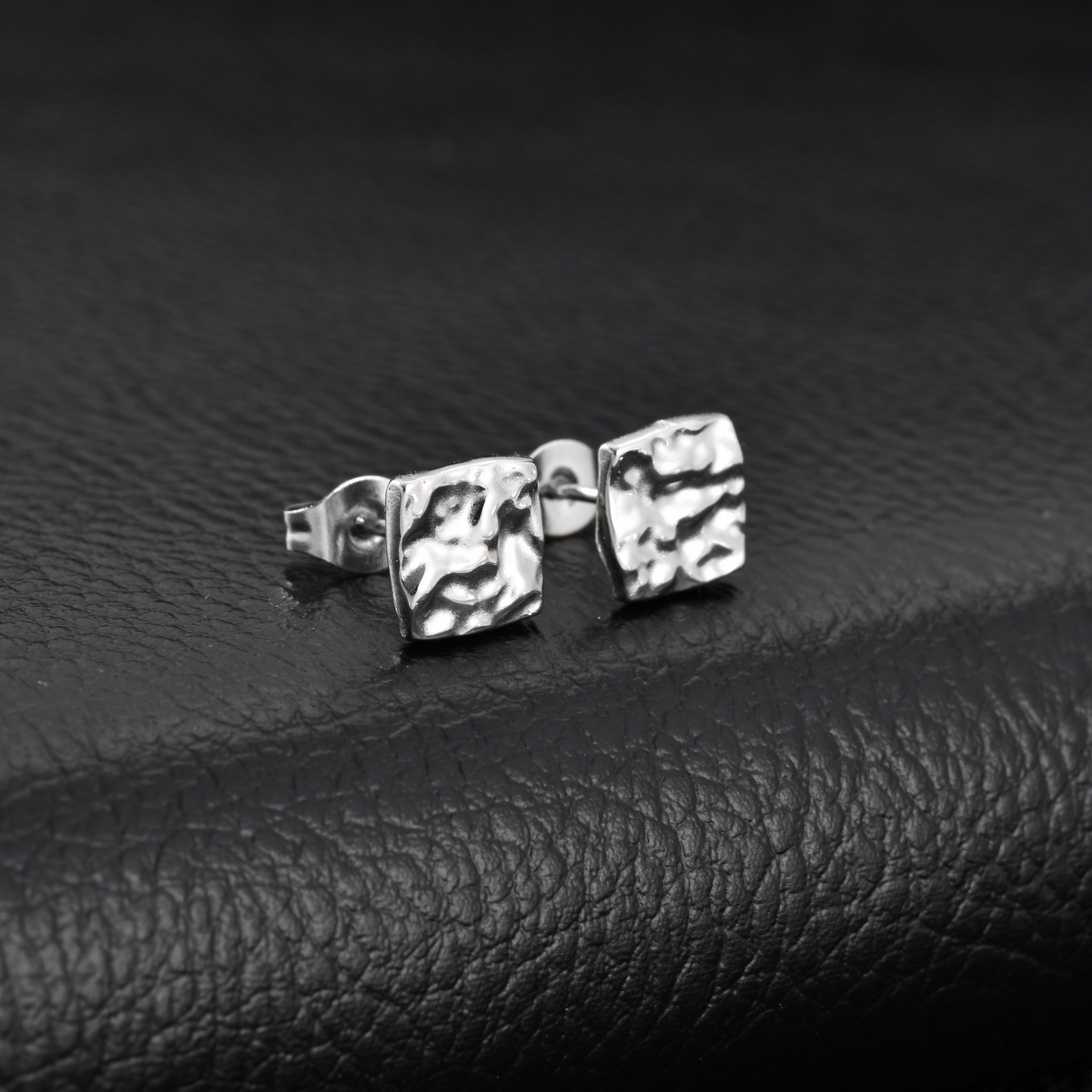 Kemstone Stainless Steel Square Textured Stud Earrings for Men ES-706