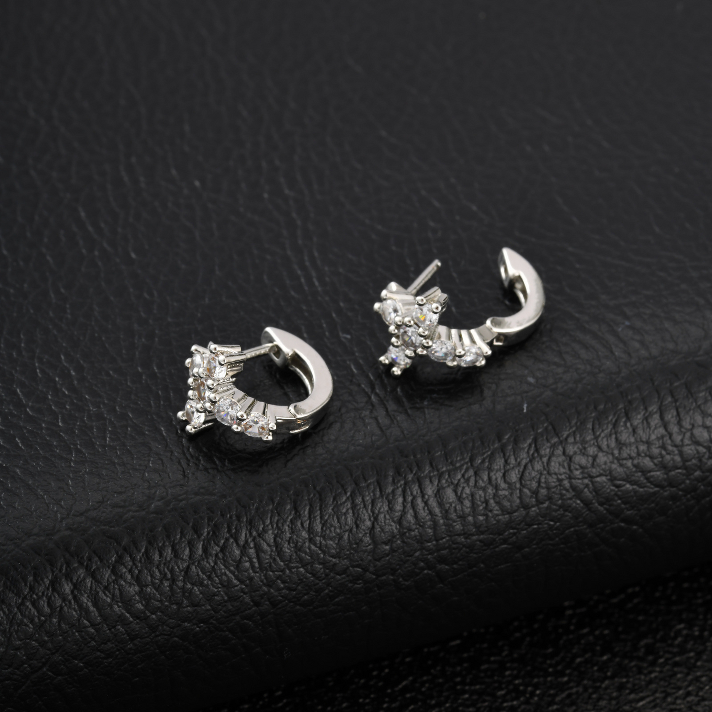 Kemstone Cross Hoop Earrings Cubic Zirconia Huggie for Men & Women EBD-538
