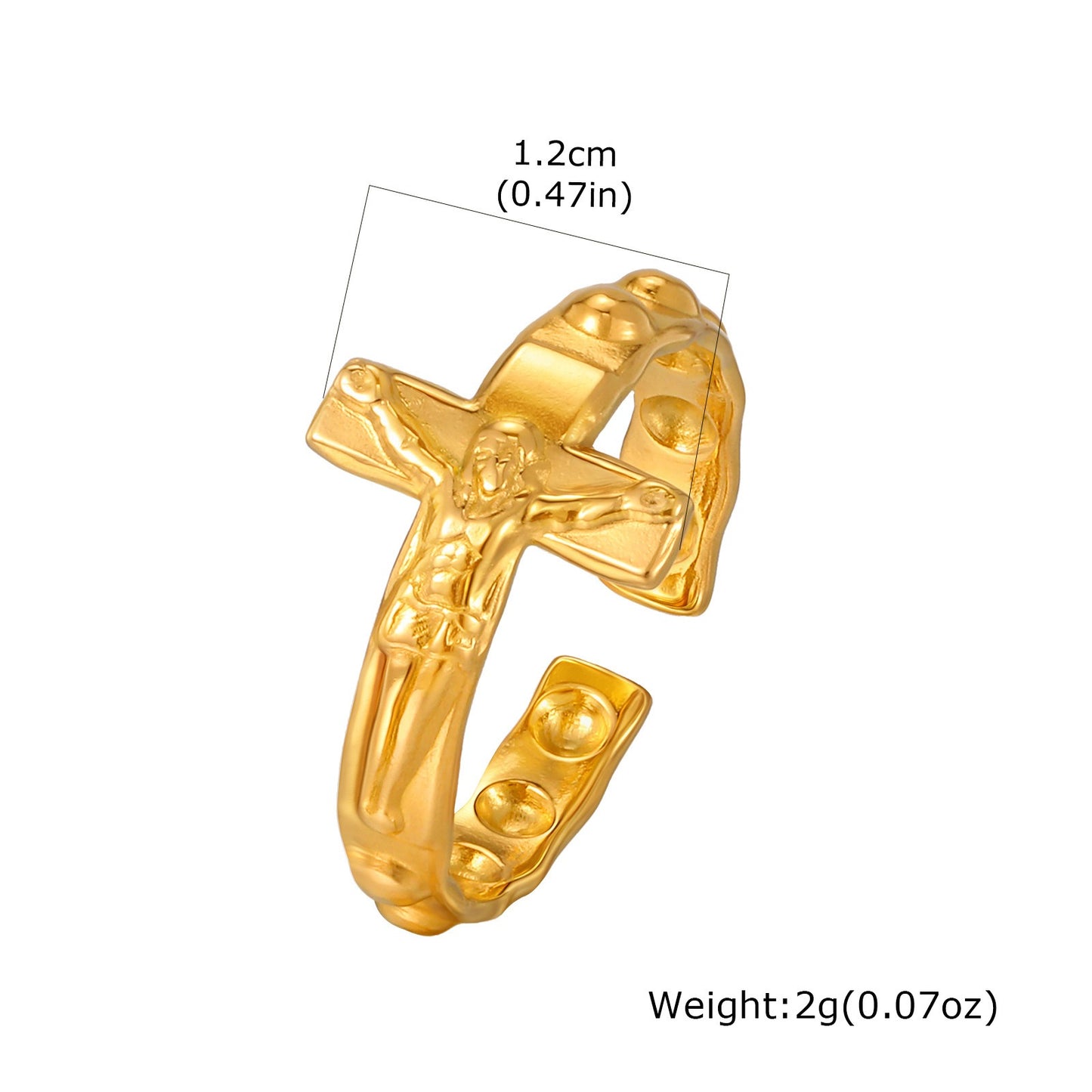 Kemstone Stainless Steel Cross Open Ring for Men Vintage RC-1073