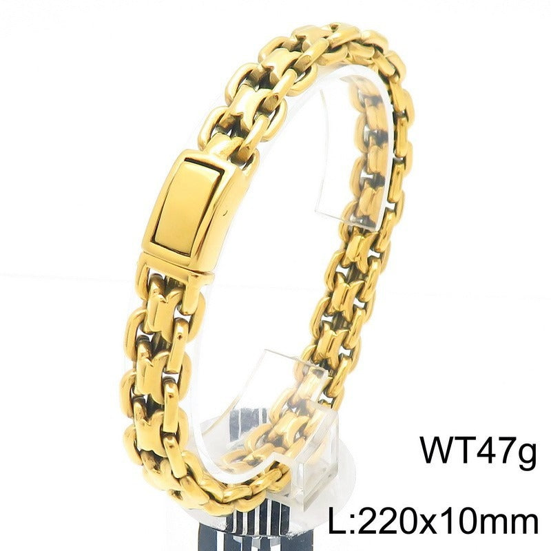 Kemstone Titanium Steel Flat Link Chain Bracelet & Necklace for Men KB188230-KJX