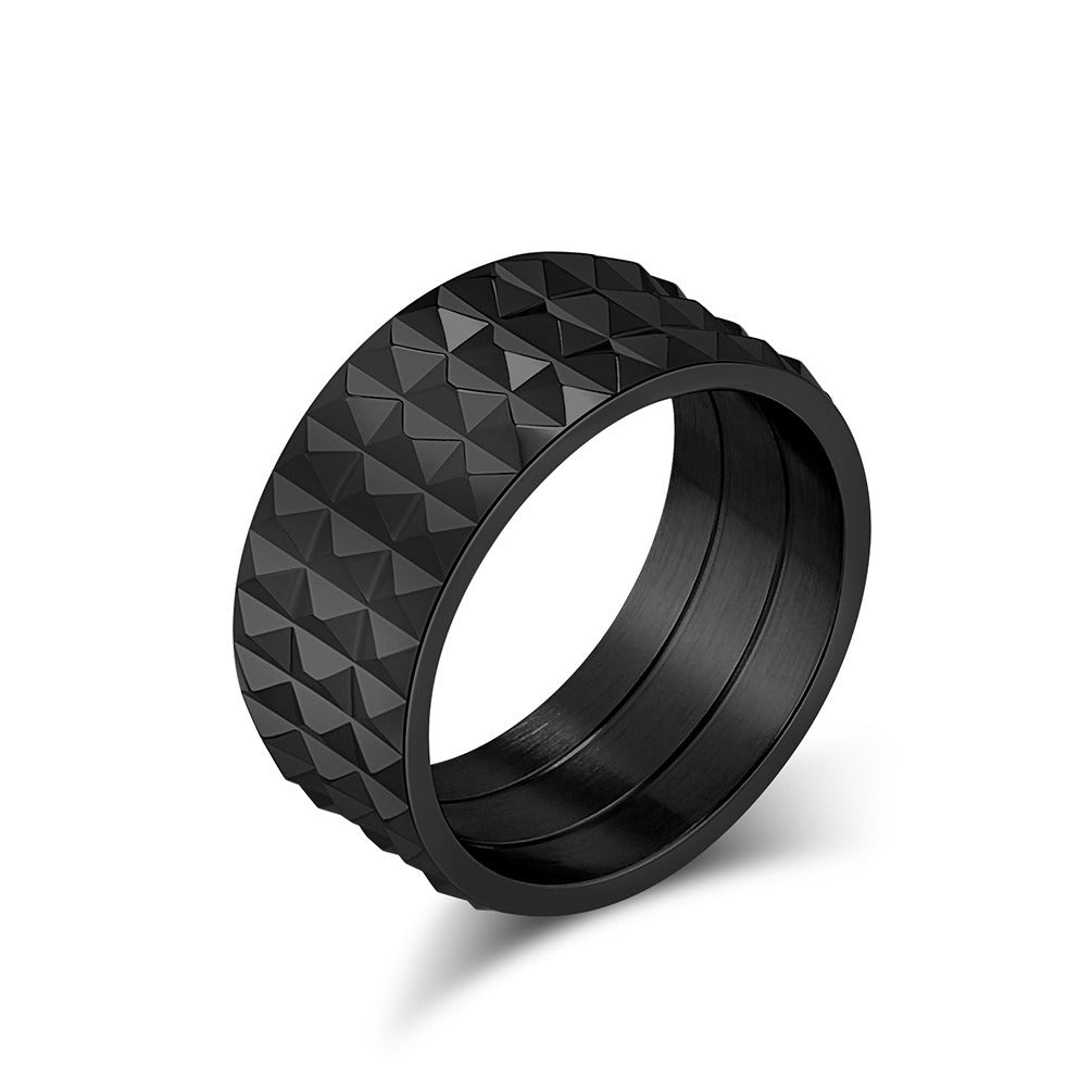 Kemstone Faceted Geometric Ring for Men & Women Stainless Steel K-R851