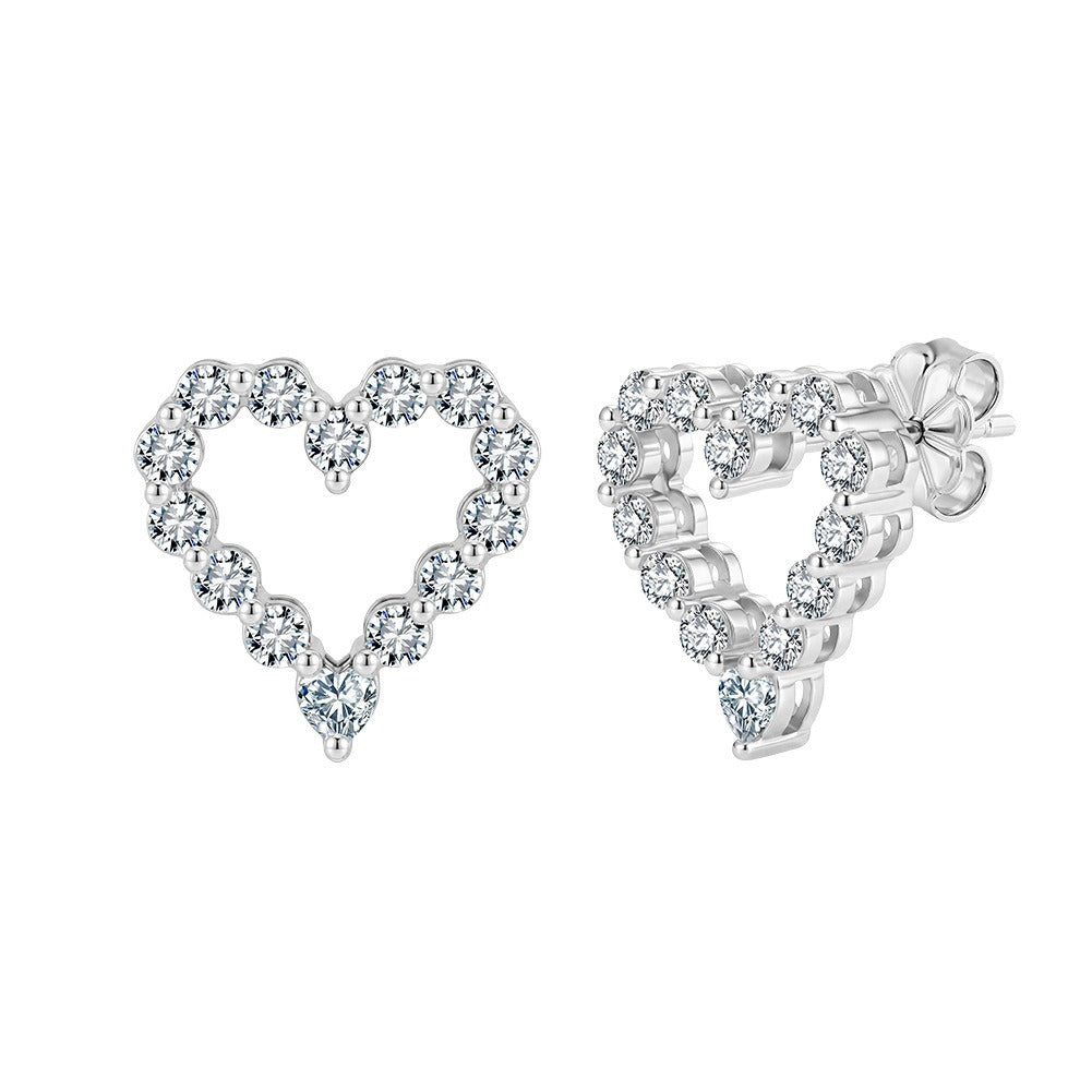 Kemstone Heart Shaped Moissanite Stud Earrings for Women 925 Sterling Silver SMOE34