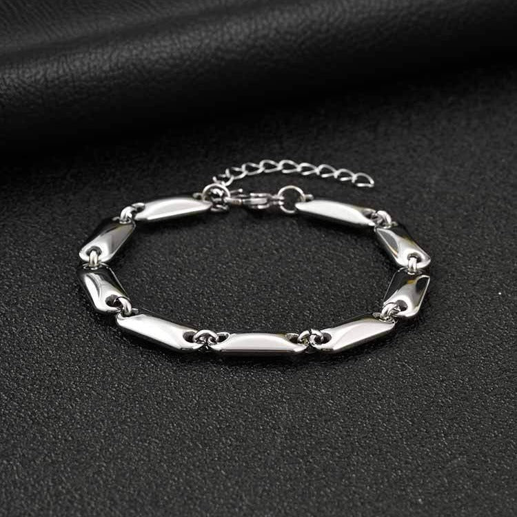 Kemstone Men’s Stainless Steel Bracelet – Smooth Bar Link Chain BR-2764