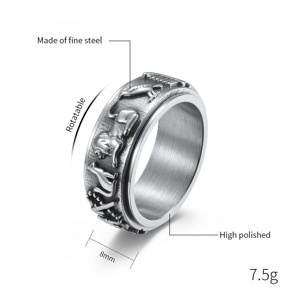 Kemstone Men’s Titanium Steel Egyptian Spinner Ring – Vintage Fidget K-R678