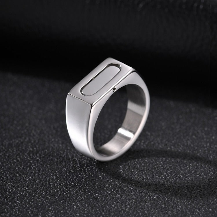 Kemstone Spinner Ring for Men Stainless Steel Rotating Center RC-1109