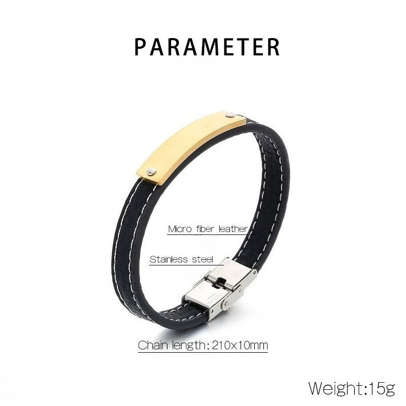 Kemstone Curved Bar Faux Leather Bracelet for Men KB186186-JZ