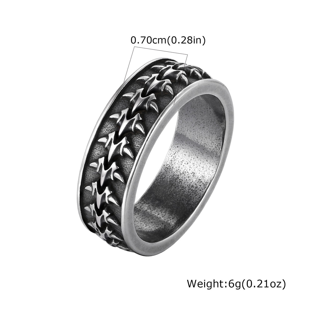 Kemstone Dragon Spine Ring for Men Stainless Steel Gothic RC-1157