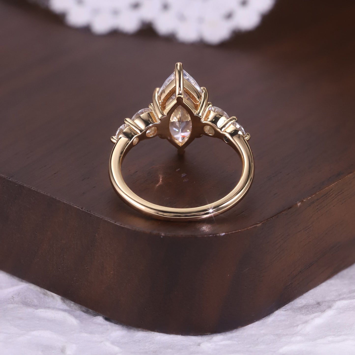 Kemstone Marquise Cut Moissanite Five-Stone Ring for Women, 1/2/3ct | S925 Gold-Plated Bridal Engagement Ring SU546R