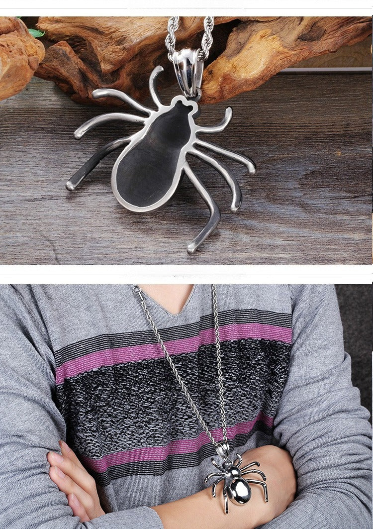 Kemstone Titanium Steel Spider Necklace for Men KP42080-BD