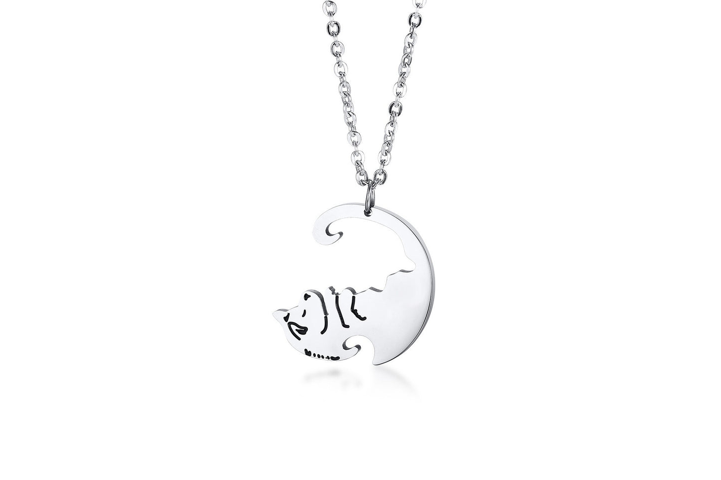 Kemstone Yin Yang Dog Pendant Necklace for Couples Stainless Steel Black White Matching Jewelry CN-109