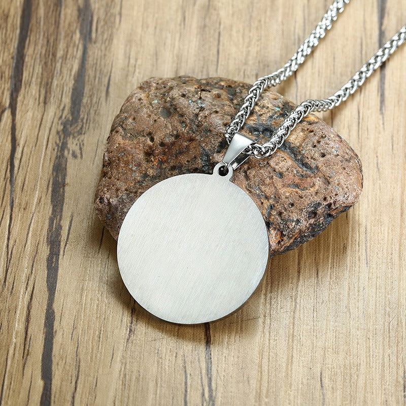 Kemstone Stainless Steel Sigil Round Pendant Necklace for Men PN-1245