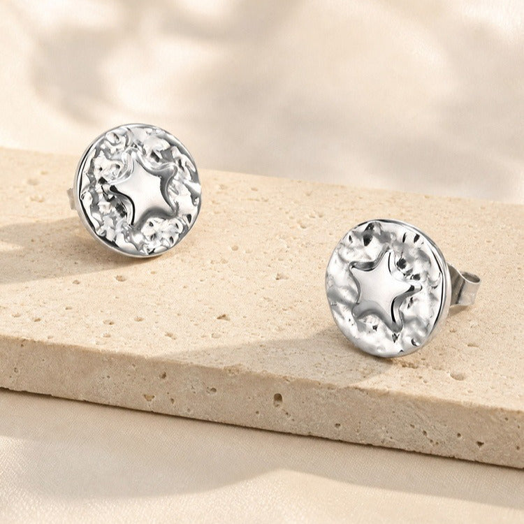 Kemstone Star Moon Stud Earring for Men Stainless Steel ES-857