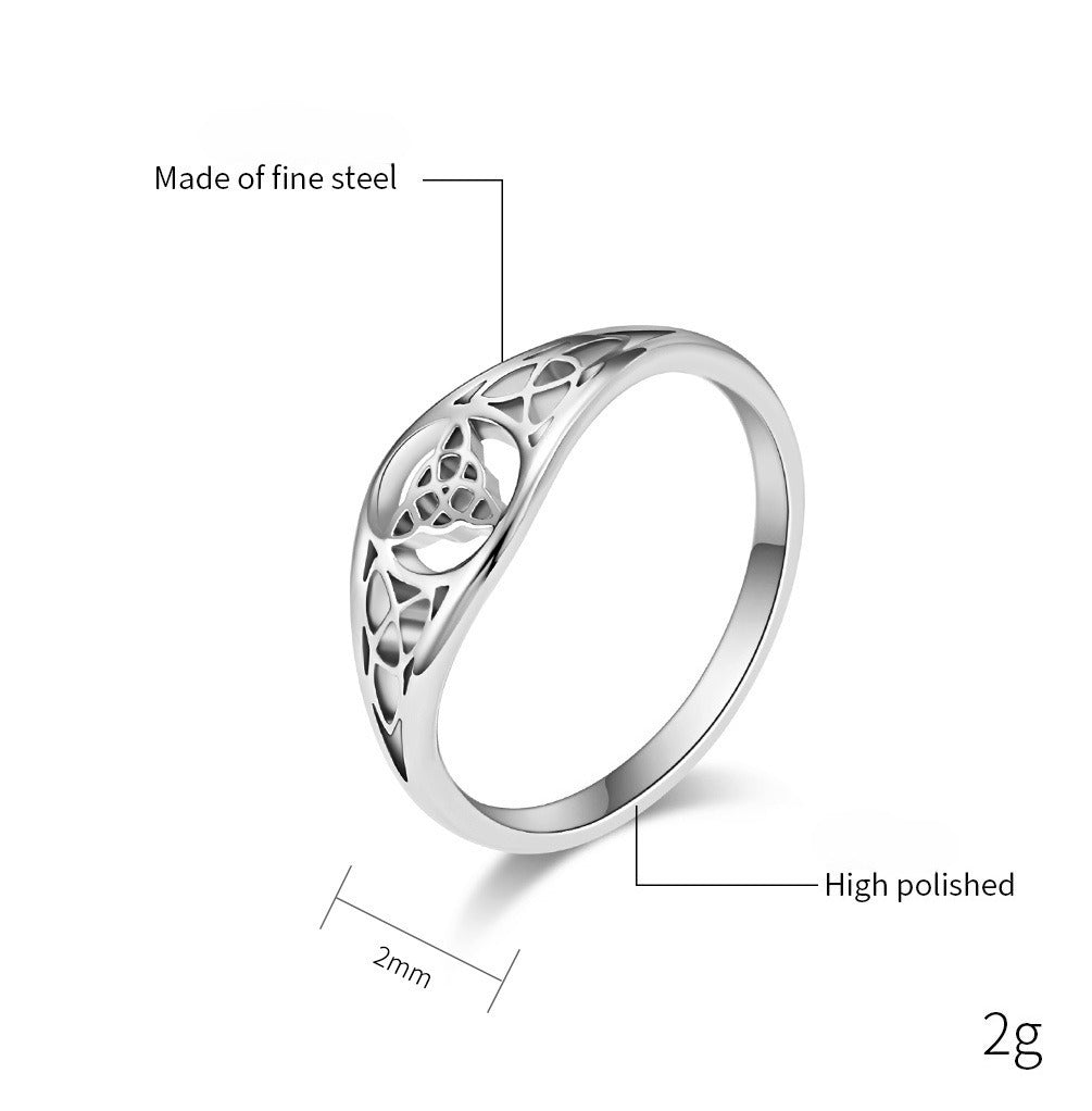 Kemstone Valknut Ring – Titanium Steel Ring for Women Silver Gold Rose Gold K-R680