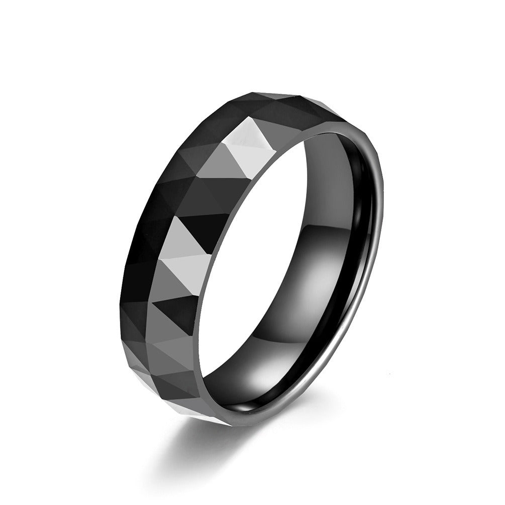 Kemstone Ceramic Ring – Faceted Geometric Design Jewelry for Men & Women K-R448
