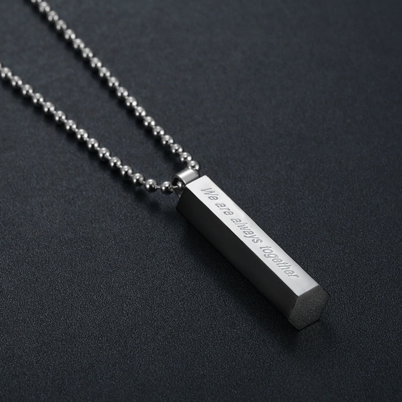 Kemstone Engraved Bar Necklace for Men & Women Titanium Steel TN0324
