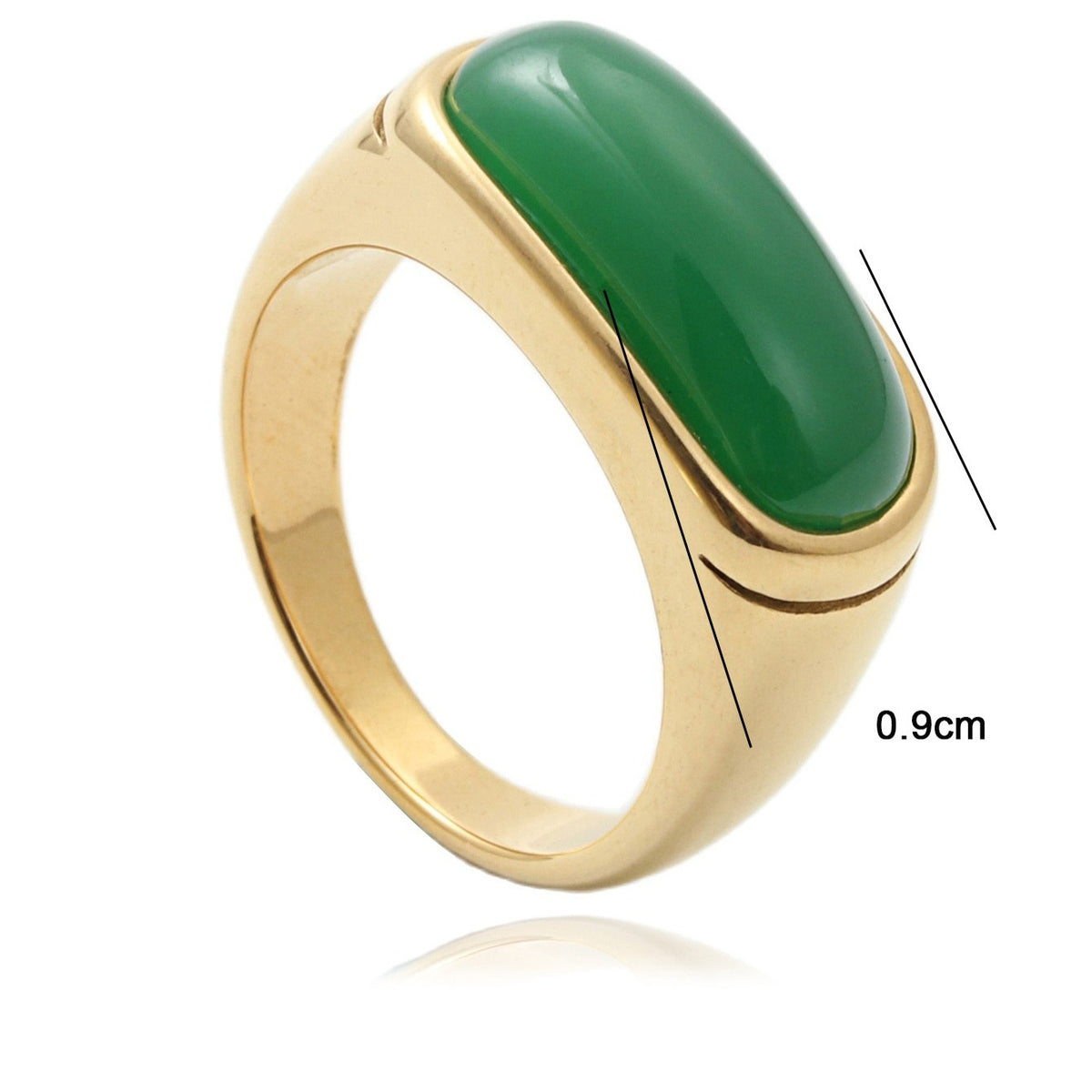 Kemstone Green Stone Ring for Men Stainless Steel Elongated Face MJ0167