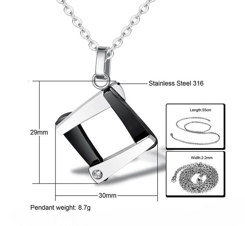 Kemstone Open Square Necklace for Men & Women Titanium Steel Two-Tone TN0052