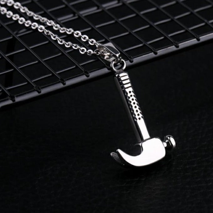 Kemstone Hammer Pendant Necklace for Men Titanium Steel Vintage TN0093