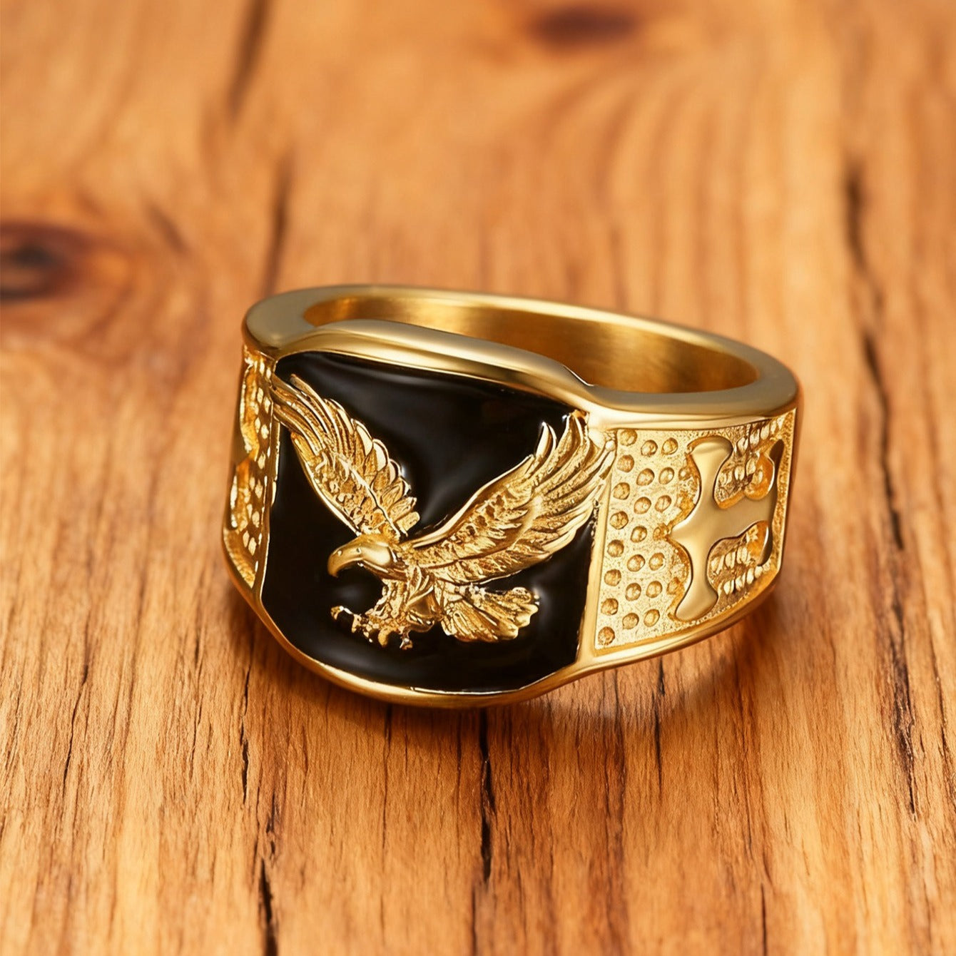 Kemstone Men’s Stainless Steel Eagle Ring – Vintage Street Style Jewelry MJ0071