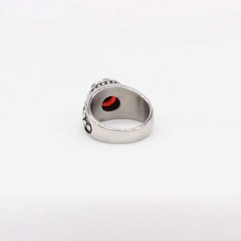 Kemstone Vintage Stone Ring for Men Titanium Steel Scrollwork R1667