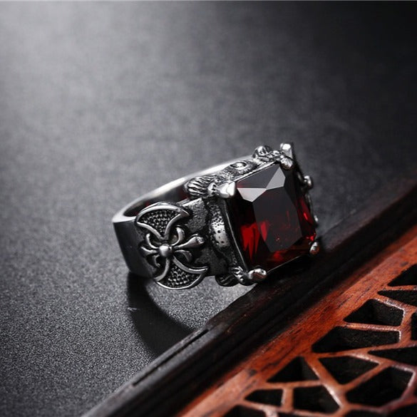 Kemstone Viking Axe Stone Ring for Men Titanium Steel R0542