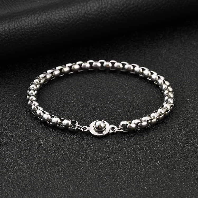 Kemstone Stainless Steel Bead Chain Bracelet for Men Round Clasp Silver BR-2488