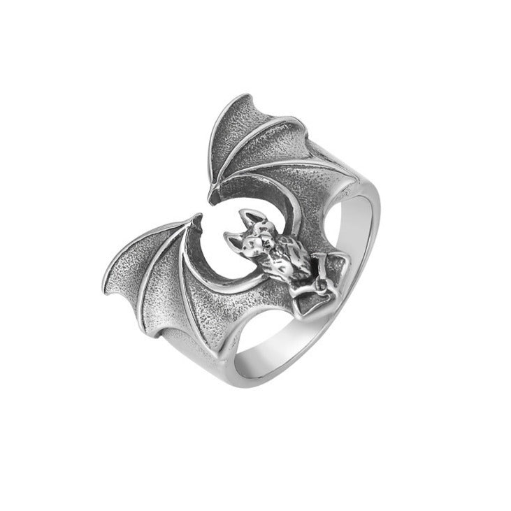 Kemstone Vintage Bat Design Titanium Steel Ring for Men – Gothic Style R1624