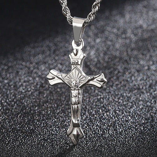 Kemstone Stainless Steel Cross Pendant Necklace for Men – Minimal Polished Design KP93858-Z
