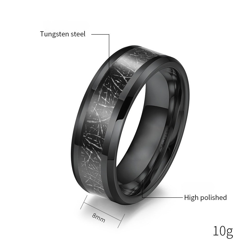 Kemstone Tungsten Carbide Ring for Men & Women Black Inlay Band K-T020