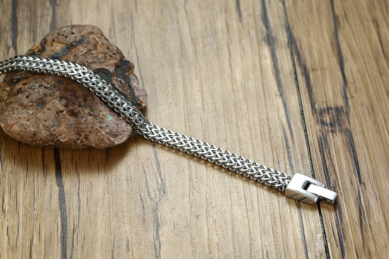 Kemstone Stainless Steel Dragon Bone Chain Bracelet - Hip Hop Design for Men, Unisex Urban Style, Everyday Durable Accessory BR-642
