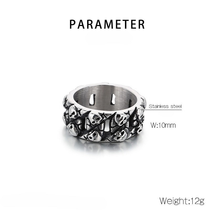 Kemstone Titanium Steel Skull Ring – Vintage Punk Cast Design for Men KR110794-KJX