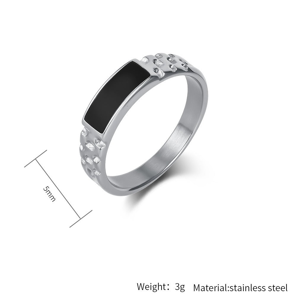 Kemstone Stainless Steel Ring with Dark Center for Men & Women K-R1040