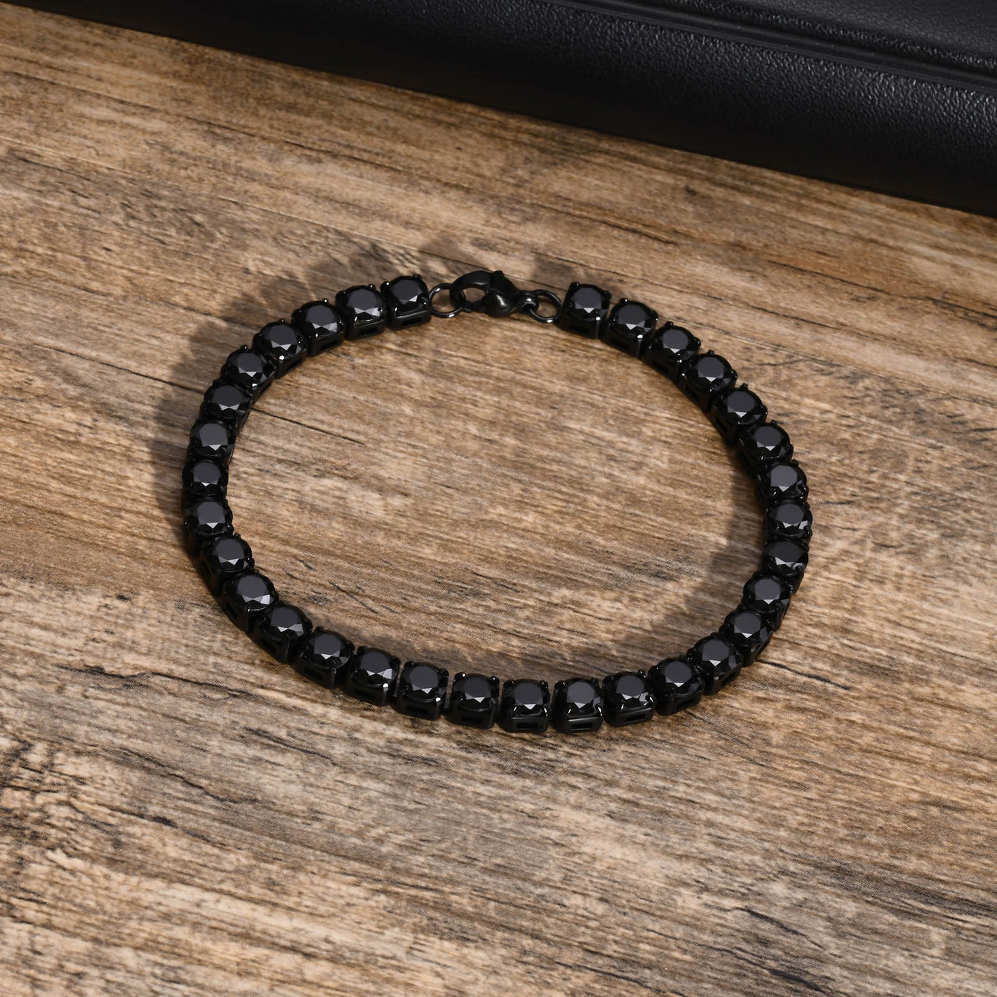 Kemstone Black Tennis Bracelet for Men Stainless Steel with Cubic Zirconia BR-1495