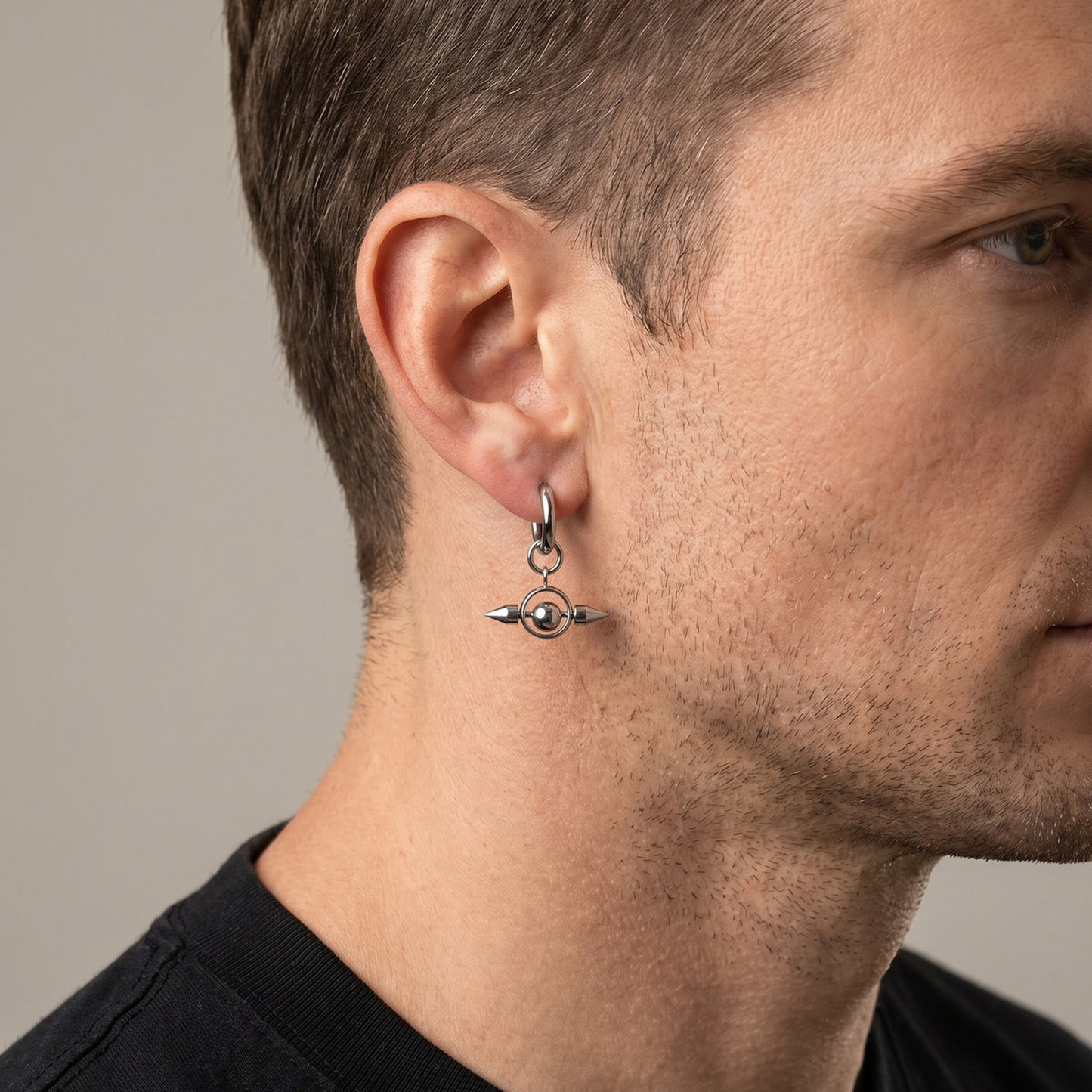 Kemston Mechanical Rivet Hip Hop Stud Earrings for Men Women Stainless Steel EH-1110