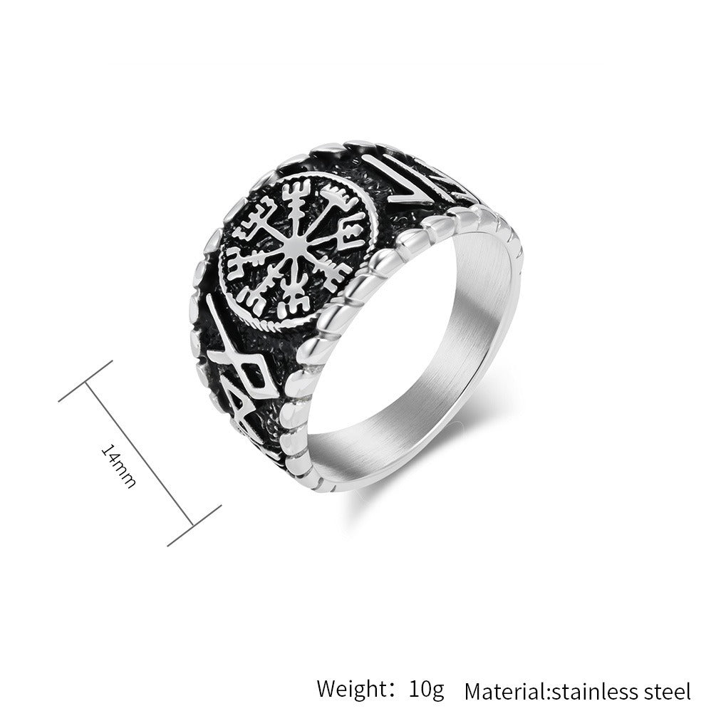 Kemstone Viking Rune Ring – Titanium Steel Norse Jewelry Band K-R1068
